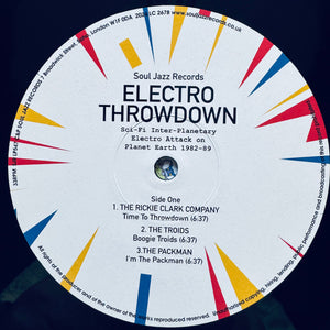 Various : Electro Throwdown (Sci-Fi Inter-Planetary Electro Attack On Planet Earth 1982-89) (2xLP, Comp)